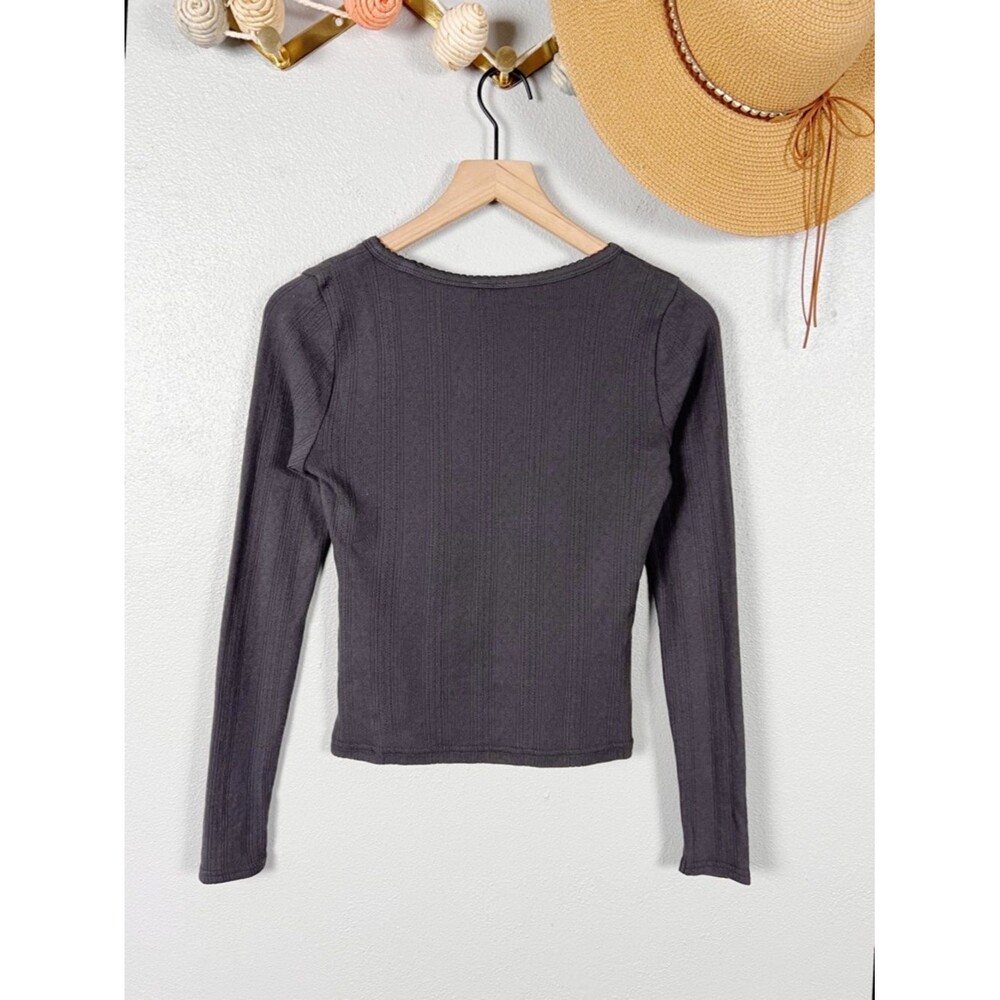Faherty Pacific Pointell Scoop Neck Long Sleeve Tee T-Shirt Washed Black Small - Picture 4 of 8